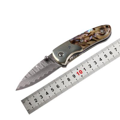 China Non-changeable Colorful Damascus Folding Pocket Hunting Survival Knife for sale