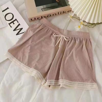 China Antibacterial girl's soild color lace trim boyshort underwear ice silk safety dress panties multipack for outdoor for sale