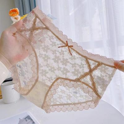 China Japanese Style Lace Antibacterial Panties Hollow Out Girl Underwear Plus Size Women's Soft Cute Underwear Briefs for sale