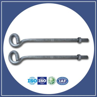 China Carbon Steel Customized Hot Dip Galvanized Pigtail Hook Braid Bolt Hook Eye Bolts for sale