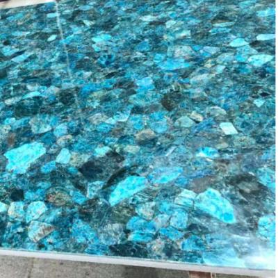 China Modern Traditional Midcentury Gemstone Slabs Apatite Blue Marble For Home for sale