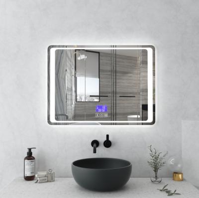 China Illuminated Functional Temperature LED Mirror Light Bathroom Mirror for sale