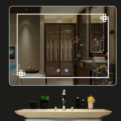 China Modern Wall Lighted Touch Sensor LED Mirror Silver Bathroom Decorative Makeup Mirror for sale