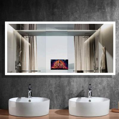 China Home Decorative Square Magnifying LED Wall Mounted Bathroom Lighted Mirror Smart TV Mirror for Home Lighting for sale