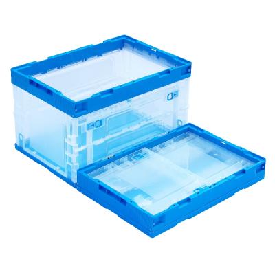 China Side Slidable Open Box Swap Boxes Hinged Plastic Folding Storage Box Crate With Custom Size for sale