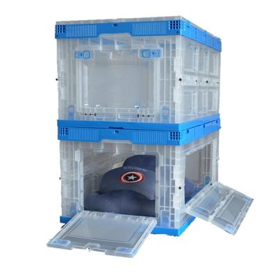 Κίνα Sustainable Plastic Traveling To Organize Collapsible Storage Crate Container Packing Stackable Box With Door Containers For Medicines προς πώληση