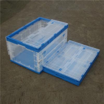 China 82L style solid transparent solid base and solid side box plastic collapsible crates with open side door Te koop