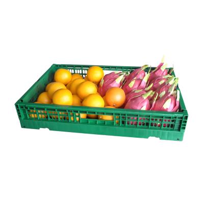 China 600x400x120 mm Wholesale Foldable Stackable Collapsible Fruit Use Vented Plastic Crate Box for sale