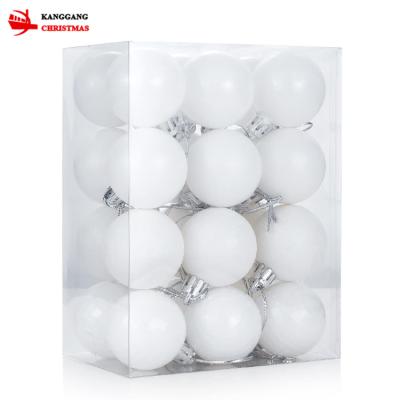 China In Stock Customized Wholesale Christmas Decoration Supplies White Plastic Matte Sequins Christmas Ball Set for sale