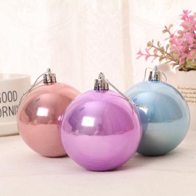 China In Surface Colorful Plastic Material Xmas Stock Decoration Pure Color Smooth Hanging Christmas Balls for sale