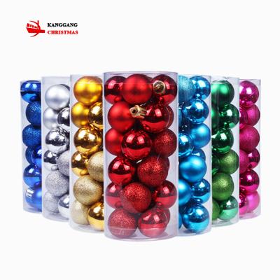 China In Stock Exquisite Plastic Slim Flash Performance Christmas Tree Decoration 24Pcs/Set 6Cm Christmas Balls for sale