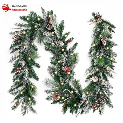 China Fashionable High Quality Luxury Custom Made Christmas Decoration Supplies PVC Material Berry Wholesale Christmas Garland With Li Ball Pine Cone for sale