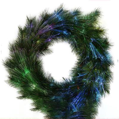 China Durable 50cm Simulation Christmas LED Fiber Optic Pine Needle Green Glowing Garland for sale