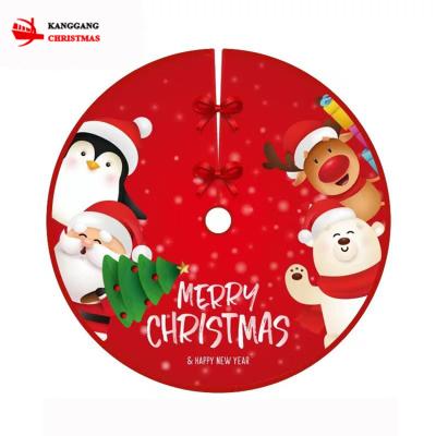 China In Stock High Quality Custom Wholesale Christmas Decoration Supplies Polyester Santa Reindeer Xmas Tree Skirts Material for sale