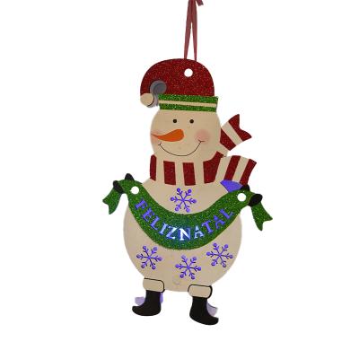 China 2021 Eco-friendly New Design Christmas Ornaments Snowman Christmas Tree Twinkle Style Energy Saving Hanging Luminous Tree Ornaments for sale