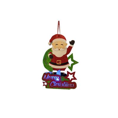 China Santa Claus Small Train Acrylic Panel Illuminate Christmas Eco-Friendly Wholesale Home Decorations Factory Style Led Glowing Hanging Pendant for sale