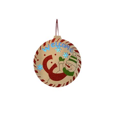 China 2021New Design Eco-friendly Christmas Ornaments Santa Claus Deer Snowman Pattern Round Shape Energy Saving Lighted Christmas Tree Ornaments for sale