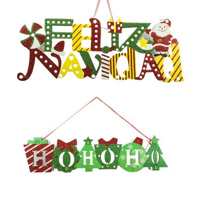 China Factory Wholesale Custom Christmas Hanging Eco-Friendly Glow Colorful Acrylic Board Glitter Alphabet Style Light Ornaments Pendant for sale