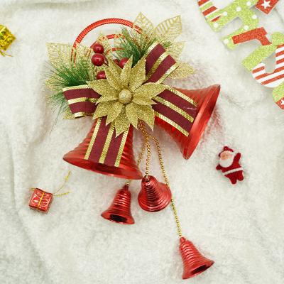 China Fancy Mini Golden Flower Ribbon Bow Festival Stuff High Grade Christmas Decoration Supplies Leaves Bells Ornament for sale