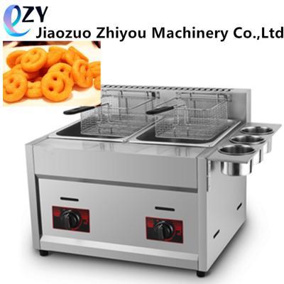 China Double adjustable gas control thermostat deep fryer with thermostat with 2 tank with 2 oil taps (whatsapp: 008615039114052) for sale