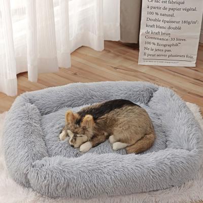 China Small Animals Machine Washable Shaggy Pet Bed Cushion Super Soft Bed With Non-slip Bottom For Dogs And Cats for sale