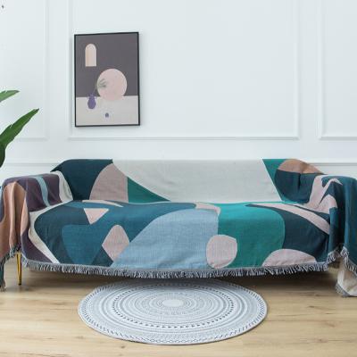 China Geometric Yarn Knitted Throw Blanket Sofa Blanket Nordic Skin-friendly Sand Towel Full Set for sale