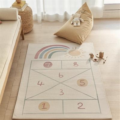 China Eco-Friendly Educational Hopscotch Game Blanket Kids Playing Blanket WovenFloor Soft Durable Carpet Kid's Play Mat For Bedroom Playroom for sale