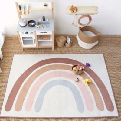 China Nordic Colorful Washable Baby Infant Play Mat Crawling Floor Blanket Carpet Rainbow Blanket Cushion for sale