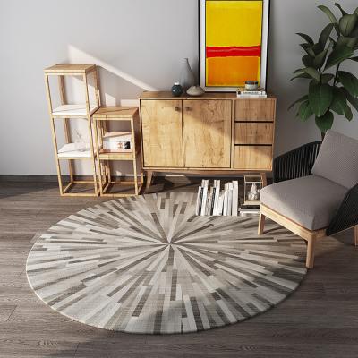 China Abstract Design Washable Modern Round Super Soft Velvet Distressed Area Rugs Antiskid Chic For Bedroom Living Room for sale