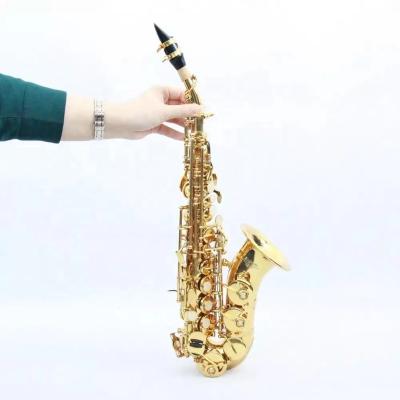 China High Quality Gold Lacquer Saxophone Soprano Saxophone Gold Lacquer Curved Soprano for sale