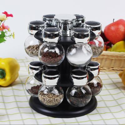 China Stocked Clear Glass B Kitchen 12 Pcs K Spice Salt And Pepper Bottle Jars Sets With Rack for sale