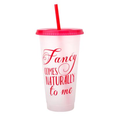 China Viable Wholesale Cheap Plastic Red Letters Reusable K&B Cold Cups Juice Cups With Lid And Straw for sale