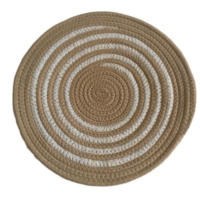 China Viable K&B Wholesale Customized Fringe Cotton Table Mat Round Rope Woven Place Mat For Kitchen for sale