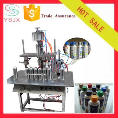 China Chemical Semi Automatic Injection Tin Can Aerosol Air Filling Crimping Machine for sale