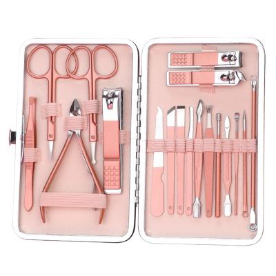 China Direct Nail Nipper Cutter Kit 18PCS/Set Rose Gold Manicure Care Set DIY Nail Beauty Hot Factory Wholesale for sale