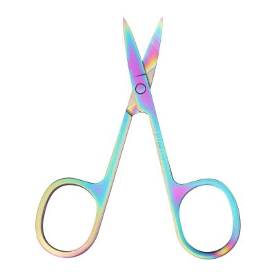 China Hot Selling Good Beauty Rainbow Eyelash Scissors For Eyelash Eyebrow Stainless Steel Makeup Eyebrow Scissors Because-015 for sale