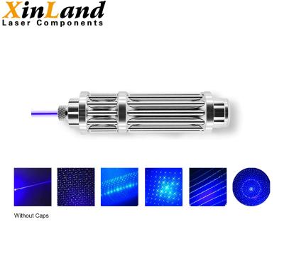 China 6 in 1 Blauwe Laserpointer Pen With 5 Kappen450nm 3000mW Hoge Macht de Jacht Te koop