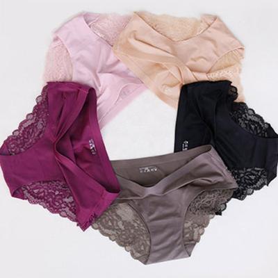 China Customizable Antibacterial Lace Sexy Underwear For Women Frozen Silk Seamless Panties With Silky Touch Touch for sale