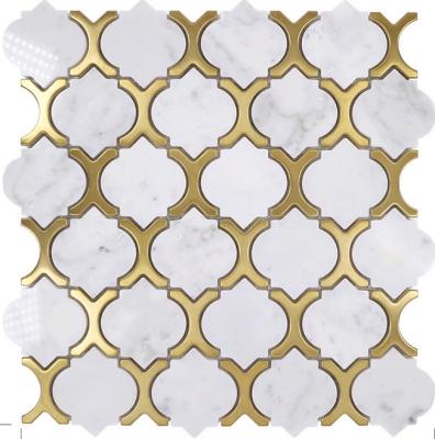 China Parquet Waterjet marble mosaic Lantern shape natural stone mosaic marble  mosaic tile for sale