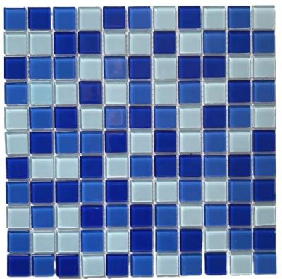 China Parquet Blue color Mix crystal glass mosaic tile for swimming pool can be make by customize for sale