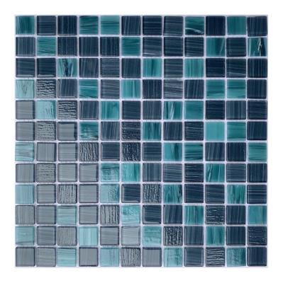 China Parquet Blue color High-quality Traditional Glass mosaic Mix crystal glass mosaic tile for swimming pool can be make by customize for sale