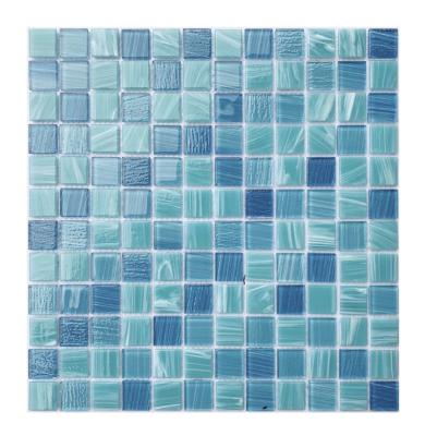 China Parquet Blue color High-quality Traditional Glass mosaic Mix crystal glass mosaic tile for swimming pool can be make by customize for sale