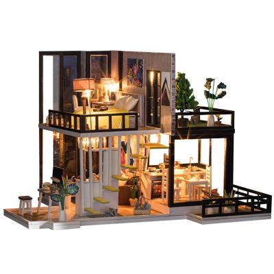 China Wholesale Handmade Pretend Game DIY House Building Model Ability Training Toy For Adults Wooden Doll House for sale