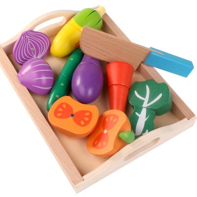 China Wholesale Wooden Cutting Fruit Vegetable Food Play Toy Set Wooden Cutting Toys for sale