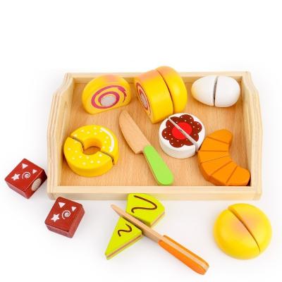 China Playing Wholesale Kids Wooden Kitchen Toys Fruit Vegetable Set Wooden Food Cutting Toys for sale