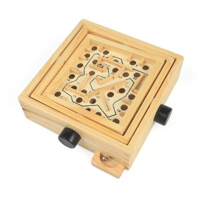 China Good Intelligence Price Educational Funny Wooden Bead Wholesale Flat Developing Maze Toy For Kids Wooedn Maze Ball Game for sale