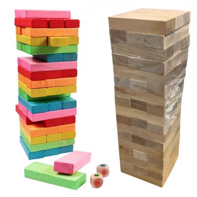 China Hot Sale Wooden Custom Building Toy Color Stacking Building Blocks Toy Wooden Tumbling Tower Game Board Games for sale