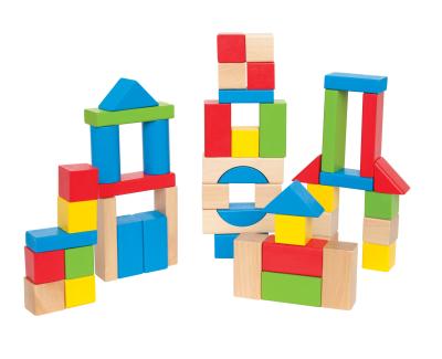 China Cheap Toy Wholesale Kids Rainbow Color Wooden Educational Building Block Wooden Building Blocks for sale