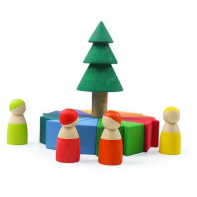 China Wooden Building Blocks Toy Wood Montessori Educational Blocks Building Toy Multicolor Toddler Wooden Blocks for sale