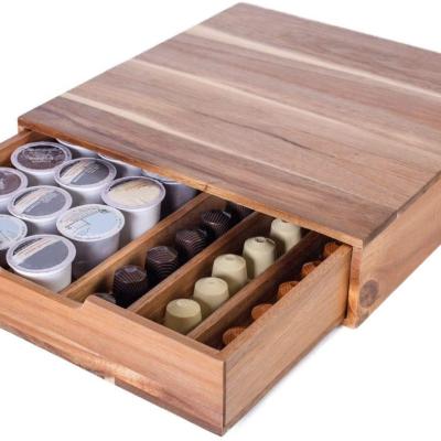 China Bamboo Decorative Craft Kitchen Storage K-Cup Holder Organizer Coffee Pod Storage Box Eco-Friendly Handmade Sustainable for sale